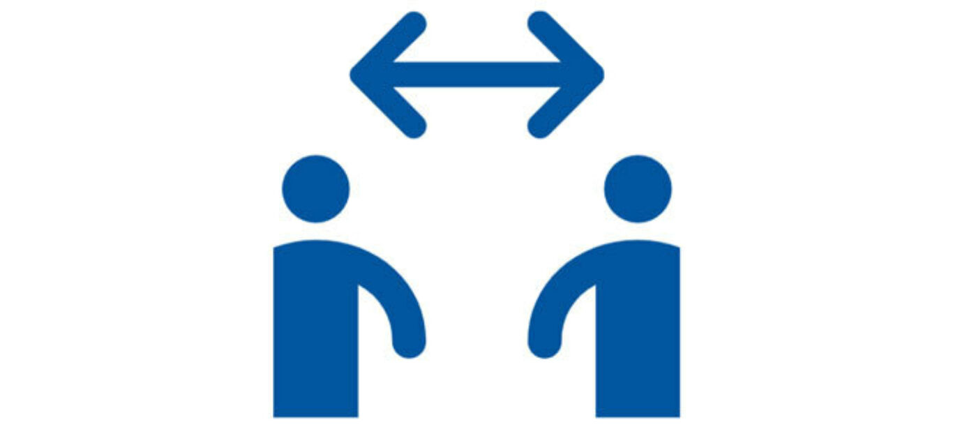 Coronamaatregelingen anderhalve meter icoontje